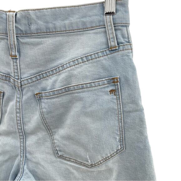 Madewell High Rise Denim Mid Length Shorts Light Wash Size 24 Modest Bermuda - Picture 6 of 12